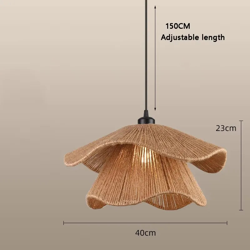 Handmade Woven Restaurant Pendant Light Hemp Rope Lights Bedroom Lamp Restaurant Japanese Style Room Decoration Pendant Lighting