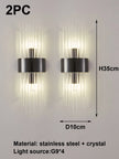 Gold/Black Stainless Steel Crystal Wall Sconce for Living Room, Bedroom, Kitchen Home Decor Lighting, G9 Light Source