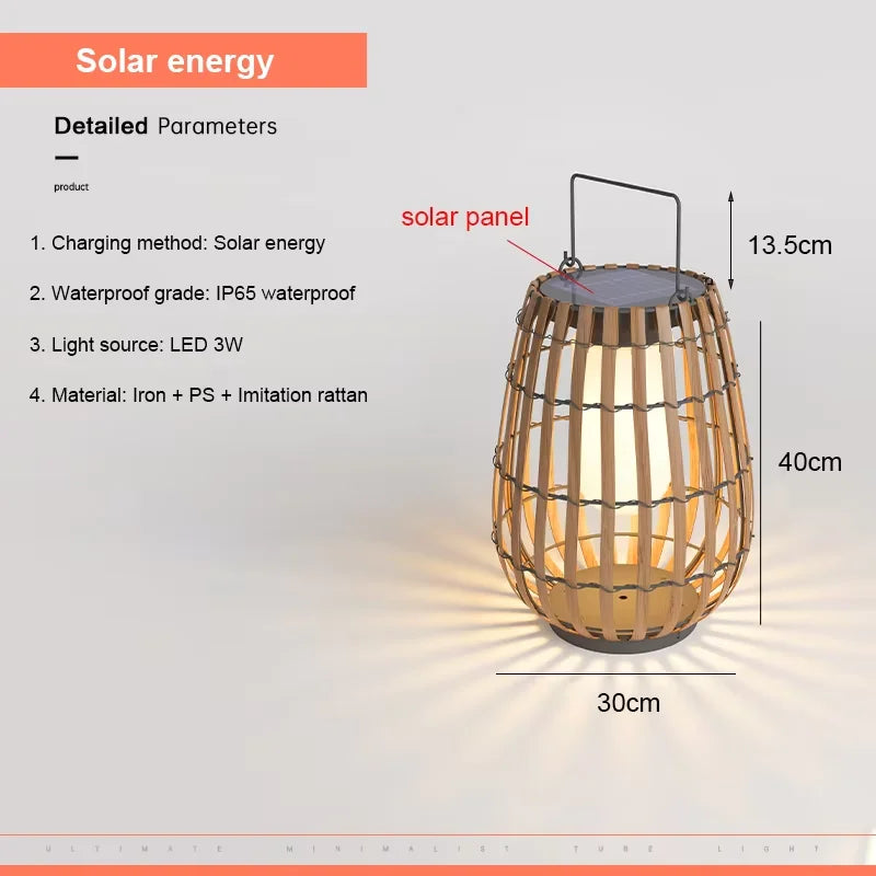 Solar Lights LED Floor Lamp Outdoor Waterproof Solar Energy Imitation Rattan Ambient Lamp Villa Gate Garden Courtyard lighting