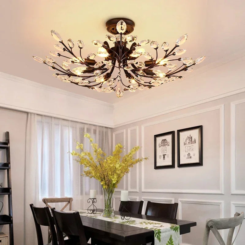 VIOLET Modern Crystal Ceiling Light American Country LED Creativity Living Room Dining Room Bedroom Coffee shop clothing store