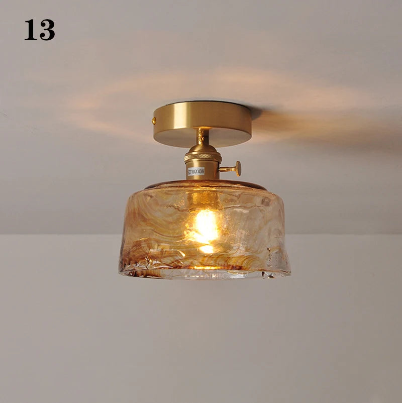 Modern Pendant Ceiling Lamp with Glass Shade for Kitchen Aisle Balcony Bedroom Home Art Deco Led Ceiling Lights Fixtures E27