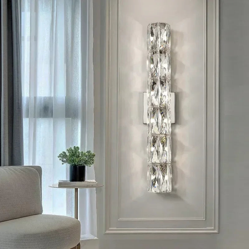 2025 Modern High-end Crystal Wall Light Nordic Living Room Bedroom Bedside Long Wall Lamp Hotel Villa Corridor Bracket Li