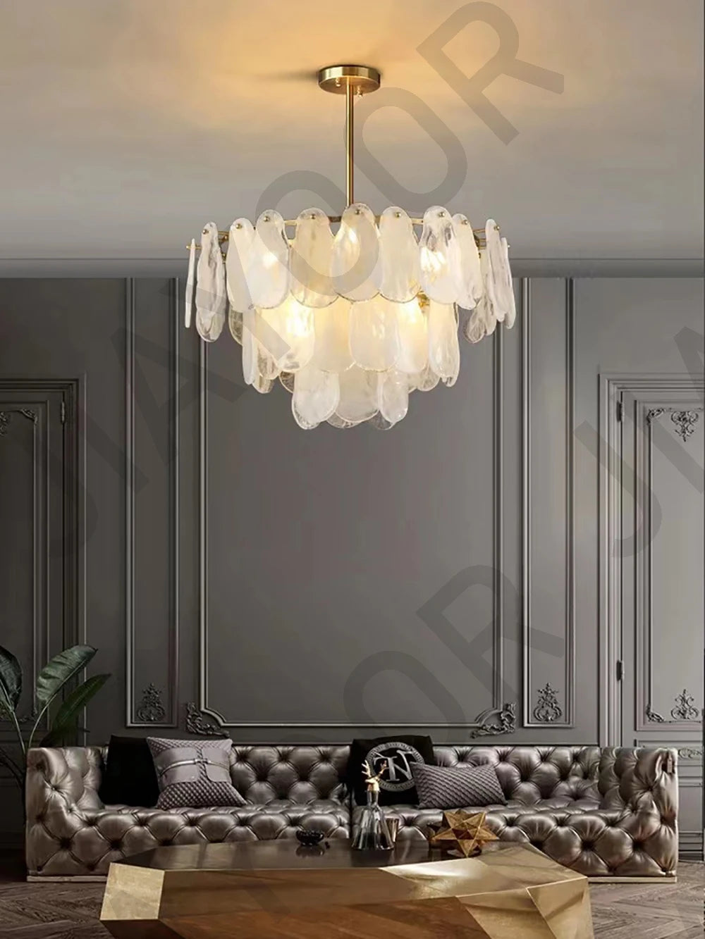 Cream Style Chandelier Lighting Fixtures Furniture Luxurious Living Room Decoration Glass Cloud Chandelier Simple And Modern
