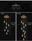 Nordic Crystal Chandelier for Living Room Villa Ceiling Chandeliers Duplex Loft Hanging Lamps Stairscase Suspended Pendant Lamps