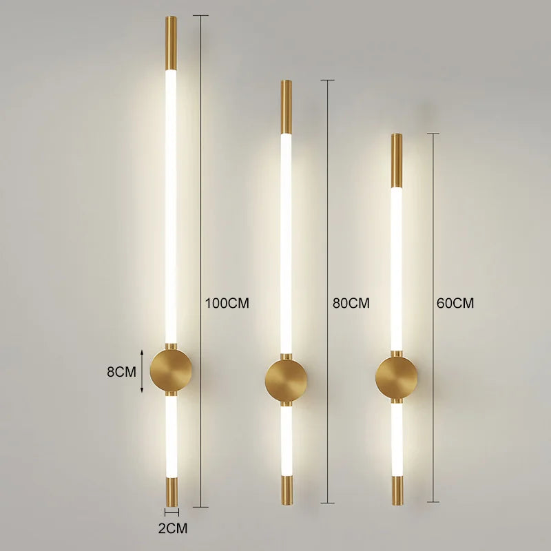Modern LED Long Wall Lights for Bedroom Lighting Living Room Background Decorate Stairs Lamp Hotel Black Gold Sconce Fixtures