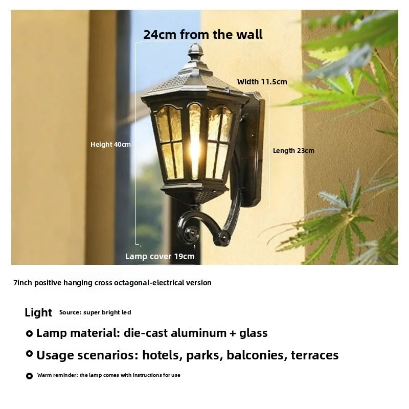 Outdoor Waterproof Wall Lamp For Garden Villa Gate Outdoor European-Style Courtyard Balcony Exterior Wall Lamp Retro Wall Lamp