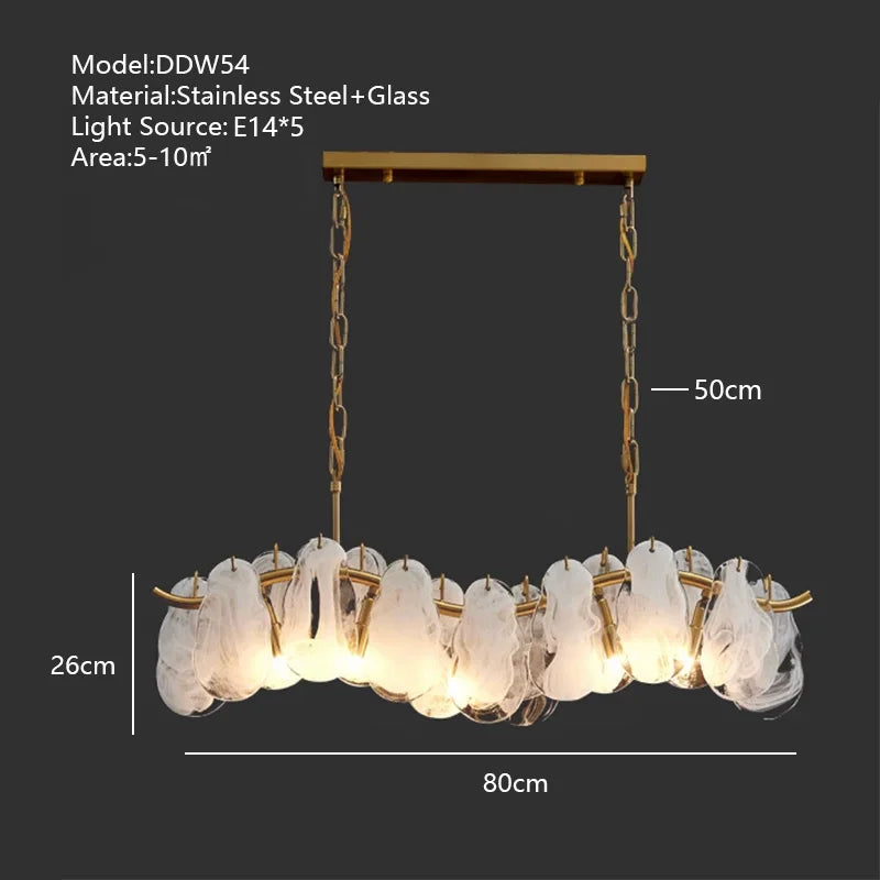 Cream Style Chandelier Lighting Fixtures Furniture Luxurious Living Room Decoration Glass Cloud Chandelier Simple And Modern