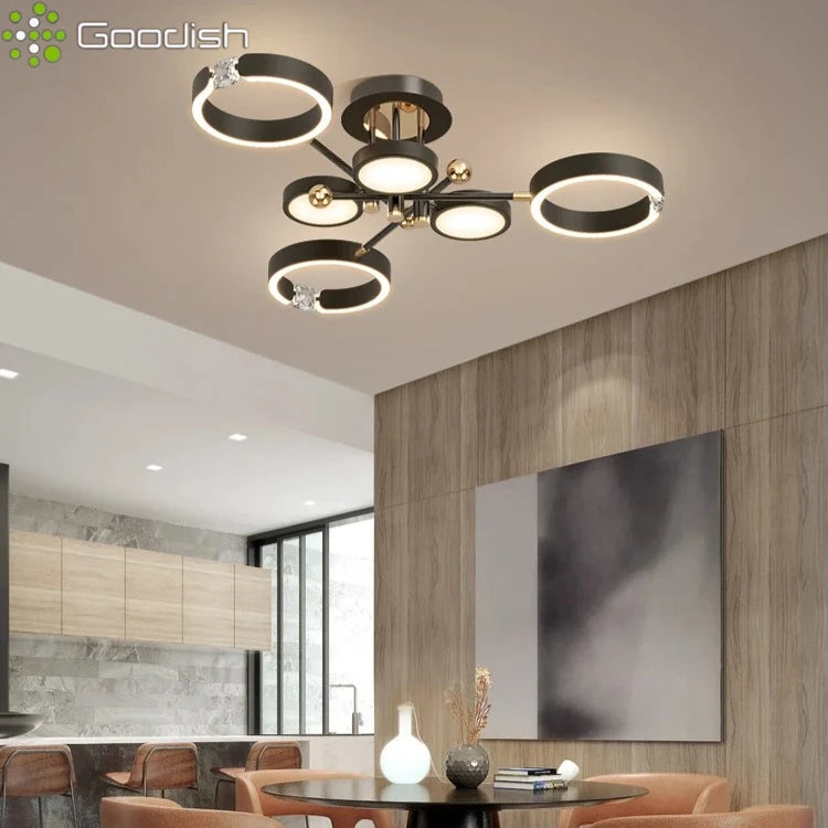 Modern Luxury Nordic Style Aluminum Circle Shaped LED Pendant Light Art Creative Lamp for Living Room Home Decoration Chandelier