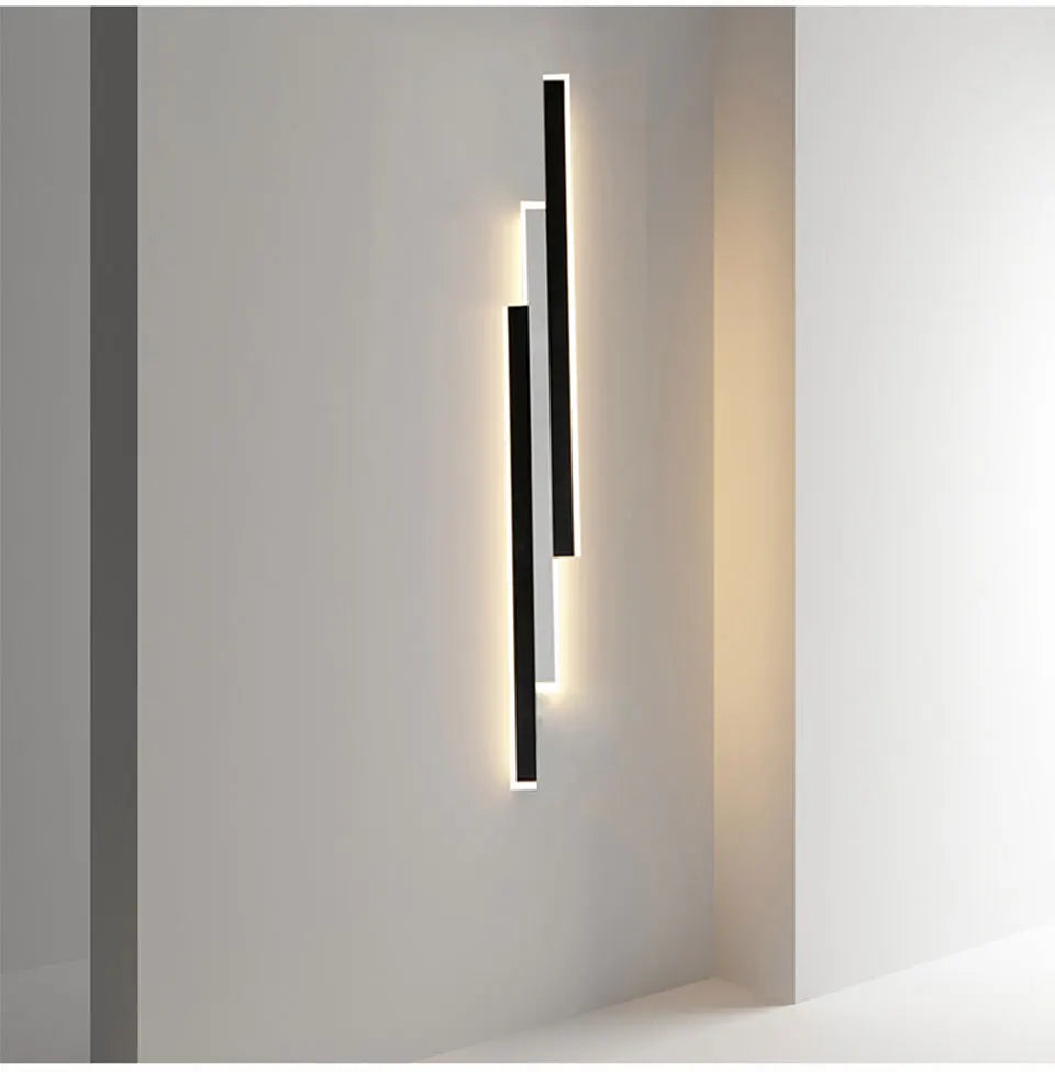 Outdoor Garden Wall Light Waterproof Long Strip Shape Lamp LED85v-265v Black&White Color Porch Lighting Fixture for Villa Garage