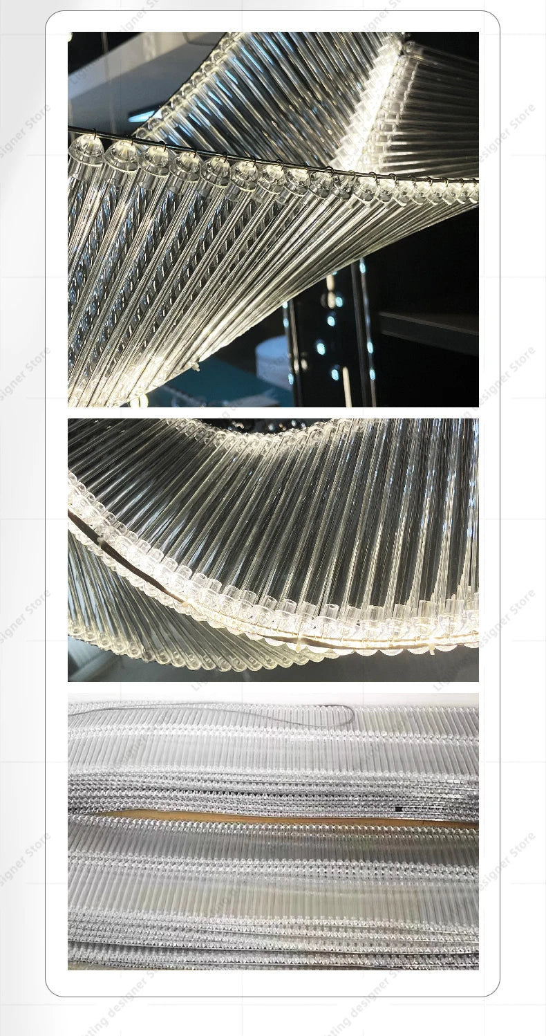 Hotel Living Room Hanging Led Chandelier Hotel Restaurant Large Led Chandelier Modern Pendant Light Glass Lights Lobby