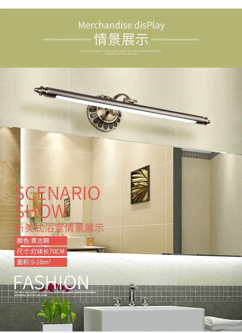 500mm europe american bathroom lamp retro bedroom mirror light led hotel restaurant decoration light  WF101309