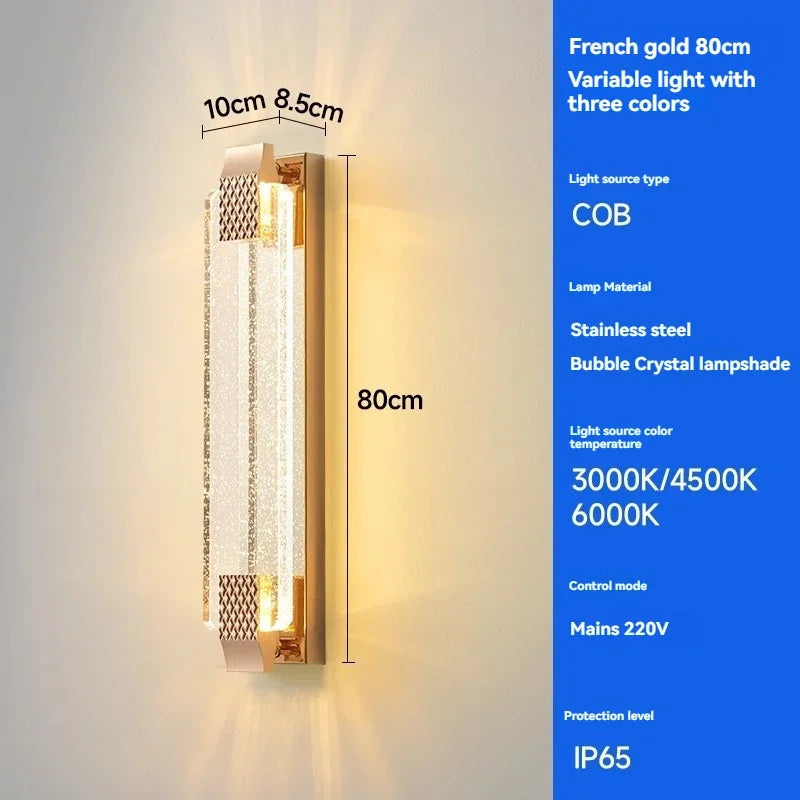 Modern Light Outdoor LED Wall Light Transparent Crystal with Bubble Style for Villa Porch Patio and Garden Lighting Lamps