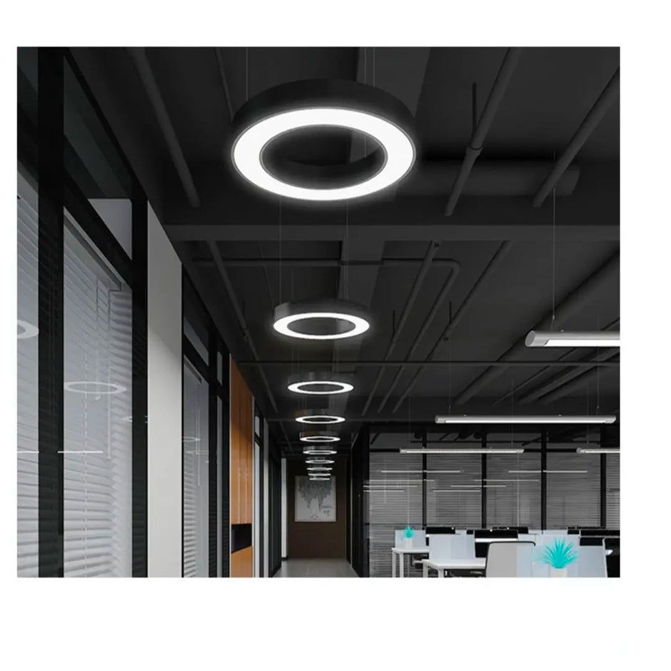 Modern minimalist geometric pendant lights, for dining room, gymnasium, LED hollow pendant lights, supermarket circular lights