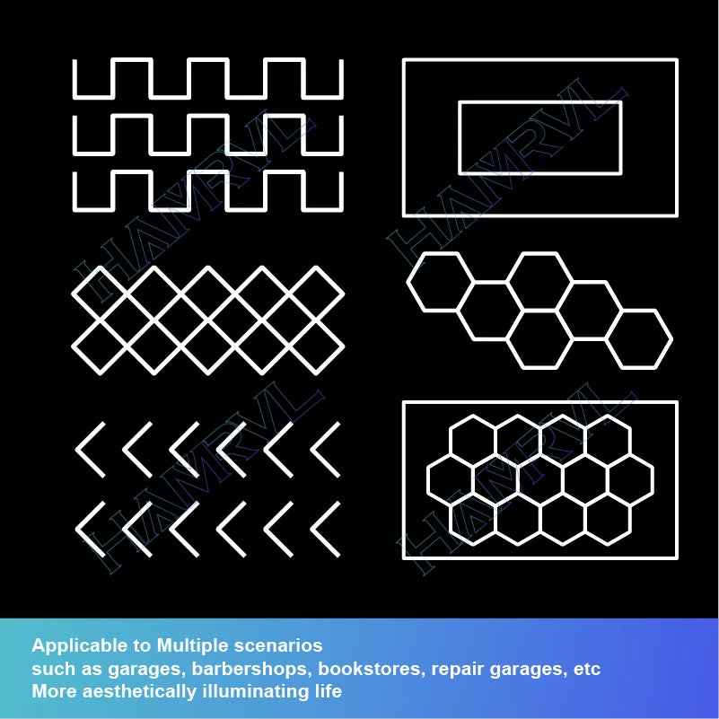 DIY Hair Salon Barbecue Shop Gym Bar Car Showroom 6000-6500k Garage Workshop Ceiling Light Honeycomb Tube Hexagonal LED Lighting