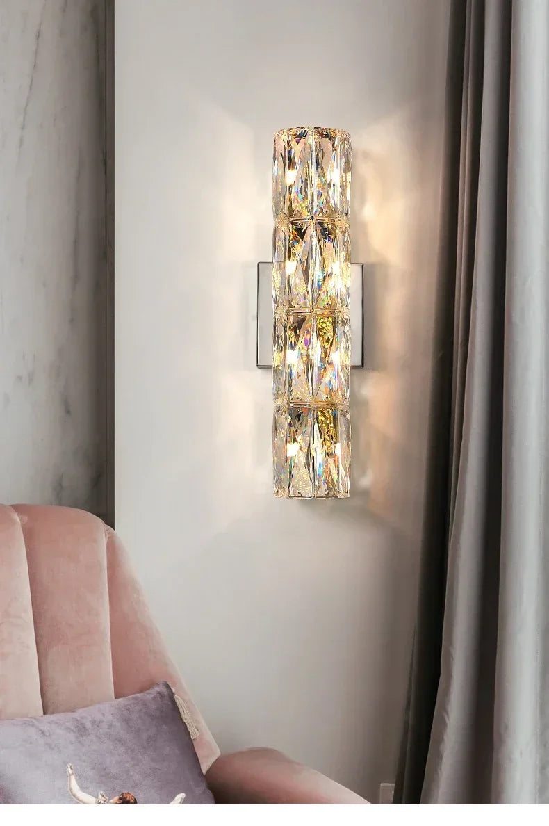 Modern High-end Crystal Wall Light Nordic Living Room Bedroom Bedside Long Wall Lamp Hotel Villa Corridor Bracket Light
