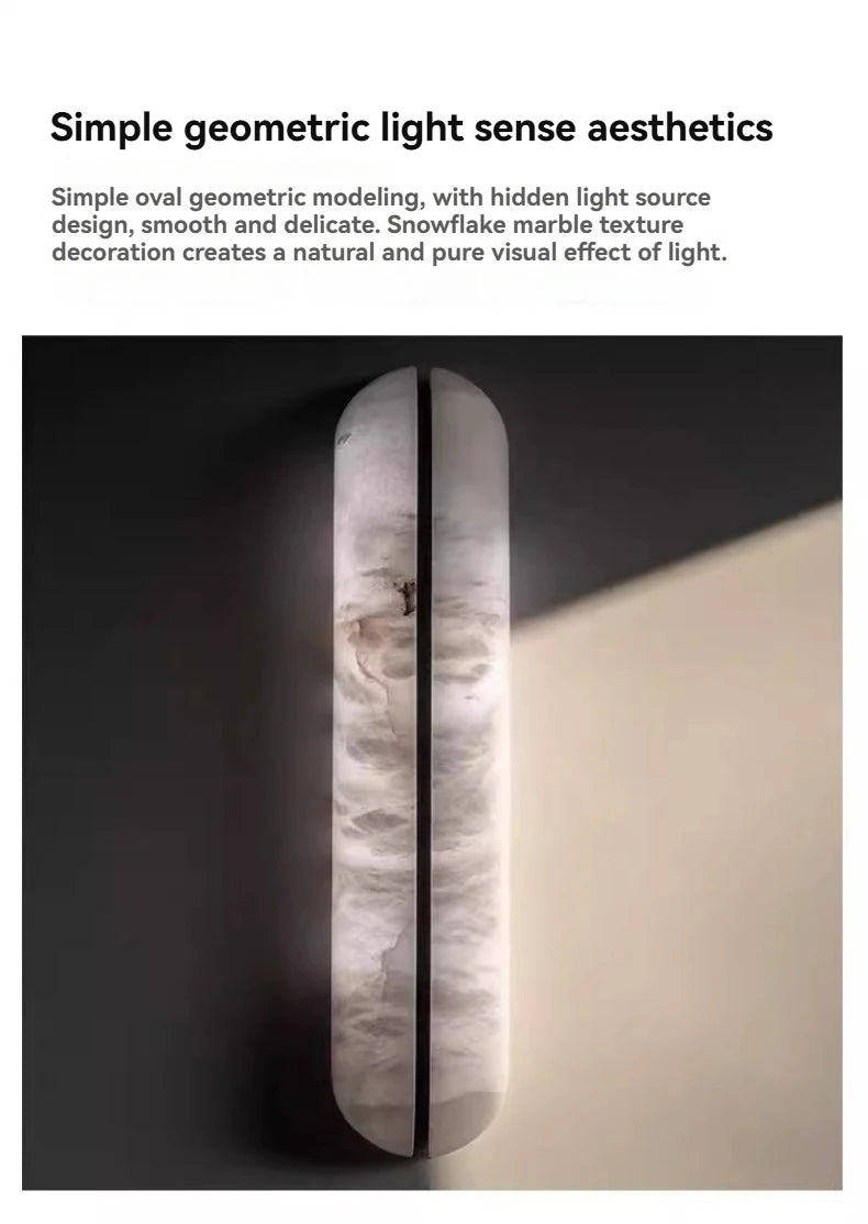 Italian Wall Lamp Natural Marble Bedside LED Light for Bedroom Villa Entryway Hallway Living Room Indoor Decorative Lighting