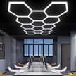 Garage honeycomb hexagonal LED white light super bright 6500K color temperature installed on the ceiling, suitable for garages