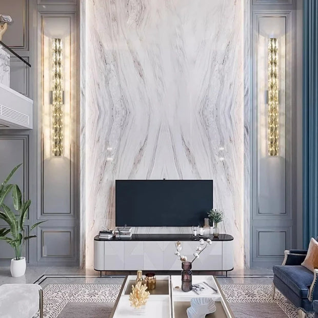 Light living room background wall lamp, modern and simple crystal wall lamp, staircase hallway bedroom bedside wall lamp