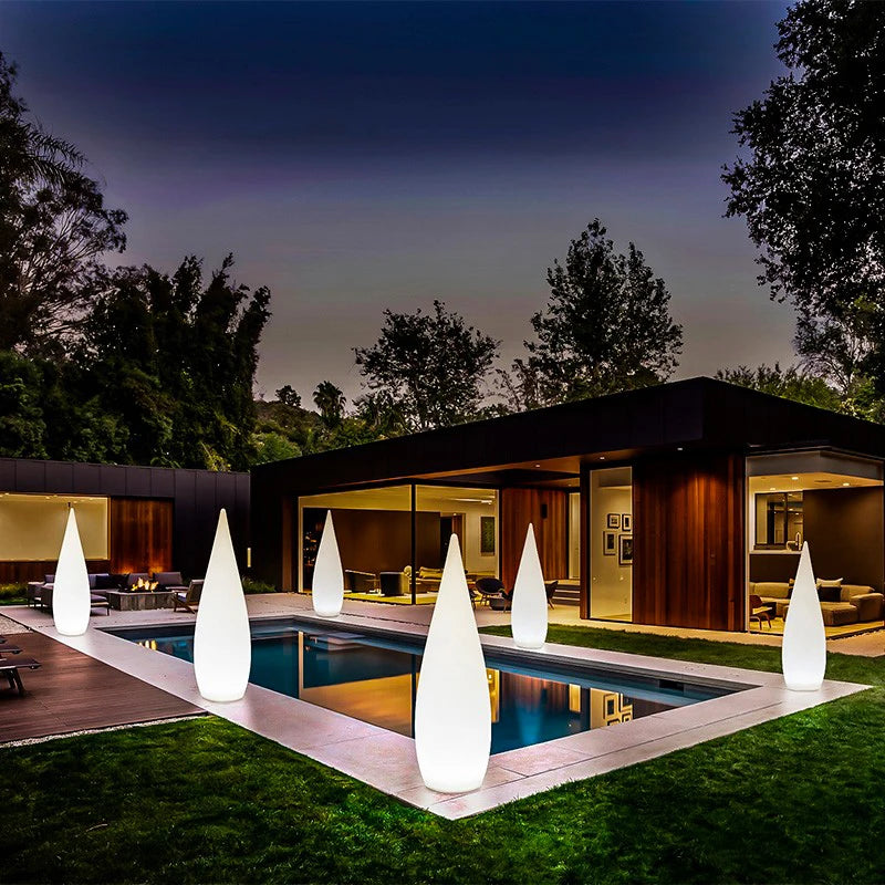 Hotel Restaurant Courtyard Garden Decoration Outdoor Variable Light Emitting Diode Luminous Water Droplet Floor Lamp