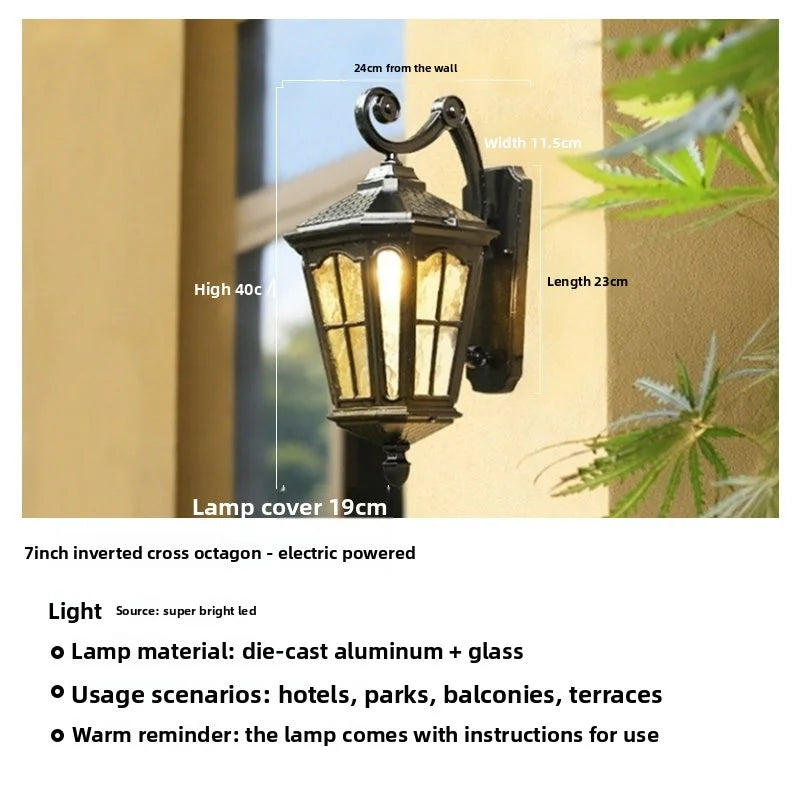 Outdoor Waterproof Wall Lamp For Garden Villa Gate Outdoor European-Style Courtyard Balcony Exterior Wall Lamp Retro Wall Lamp