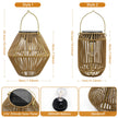 Outdoor Solar Rattan Lanterns, Waterproof Hanging Boho Solar Lights for Garden, Patio, Yard, Porch Decorative Lighting