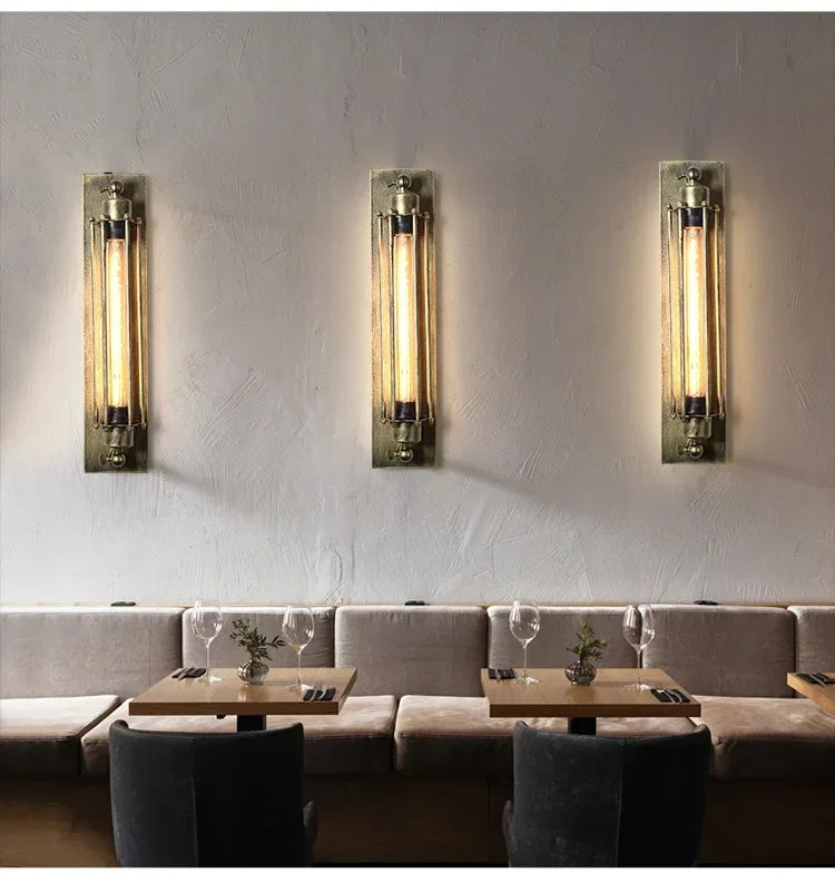 American Flute Wall Lamp Unique LOFT Restaurant Bar Grill Hallway Iron Wall Light Rustic Industrial Decor Edison Bulb Fixture