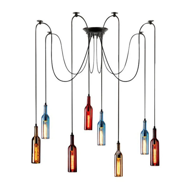 Nordic Simple Personality Creative Light Fixtures Modern Restaurant Bar Cafe Bar Counter Color Beer Bottle Decoration Chandelier