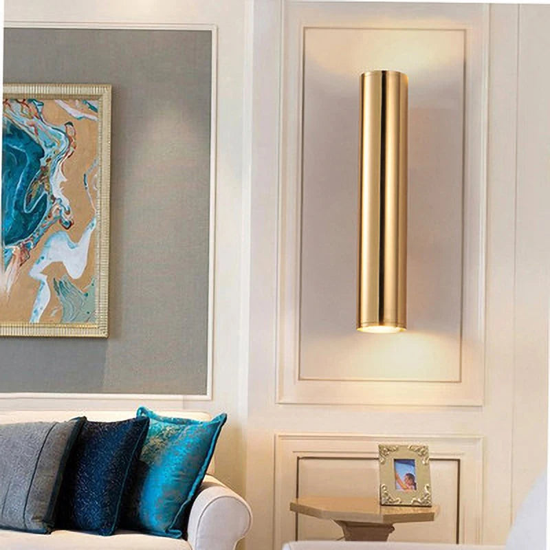 Modern Gold Pipe Wall Lamps Tube Light Home Decor Bathroom Bedroom Lamp Wall Sconces Led Mirror Light Loft Background lighting
