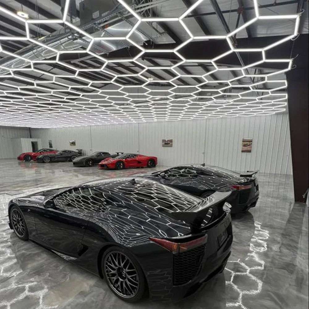 Hexagon LED Light for Garage Ceiling Auto Car Body Repair Workshop Barbershop Hair Salon Gym - Customized Lighting Lamp