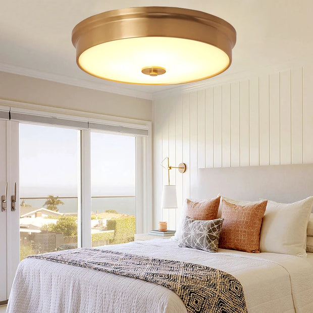 Nordic Modern Copper LED Ceiling Lights Fixtures Kitchen Hallway Balcony Round Ceiling Lamps Minimalist Lampara Gold Lighting