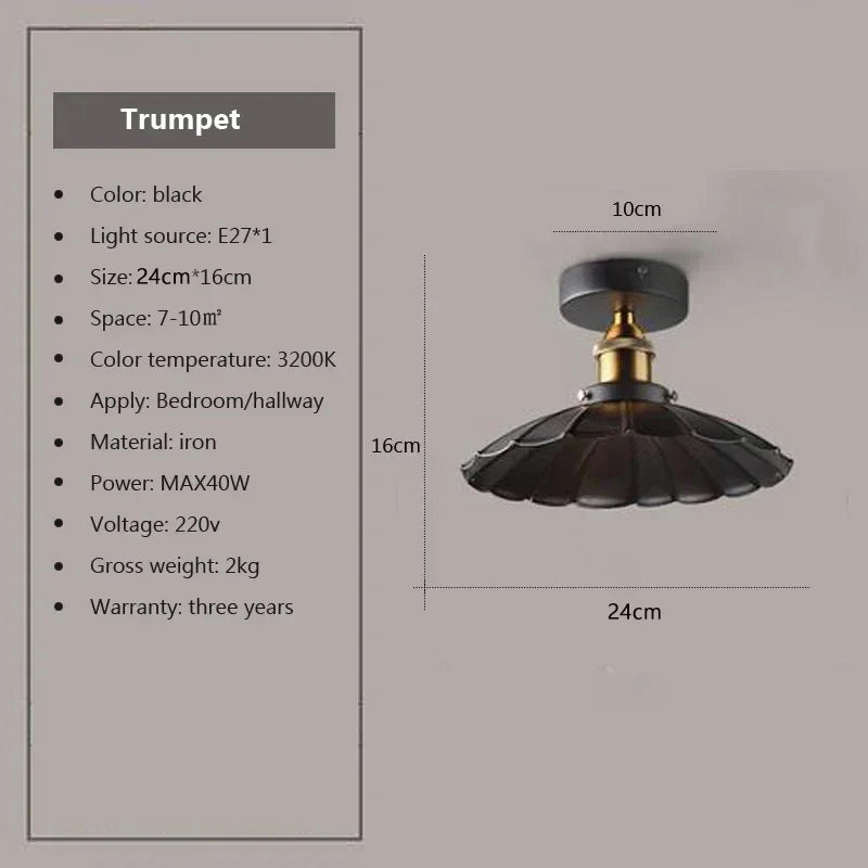 DAMIASMIL Retro Ceiling Lamp for Living Room Dining Room Bedroom Corridor Entrance Ceiling Lights E27 Indoor Lighting Fixtures