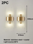 Gold/Black Stainless Steel Crystal Wall Sconce for Living Room, Bedroom, Kitchen Home Decor Lighting, G9 Light Source