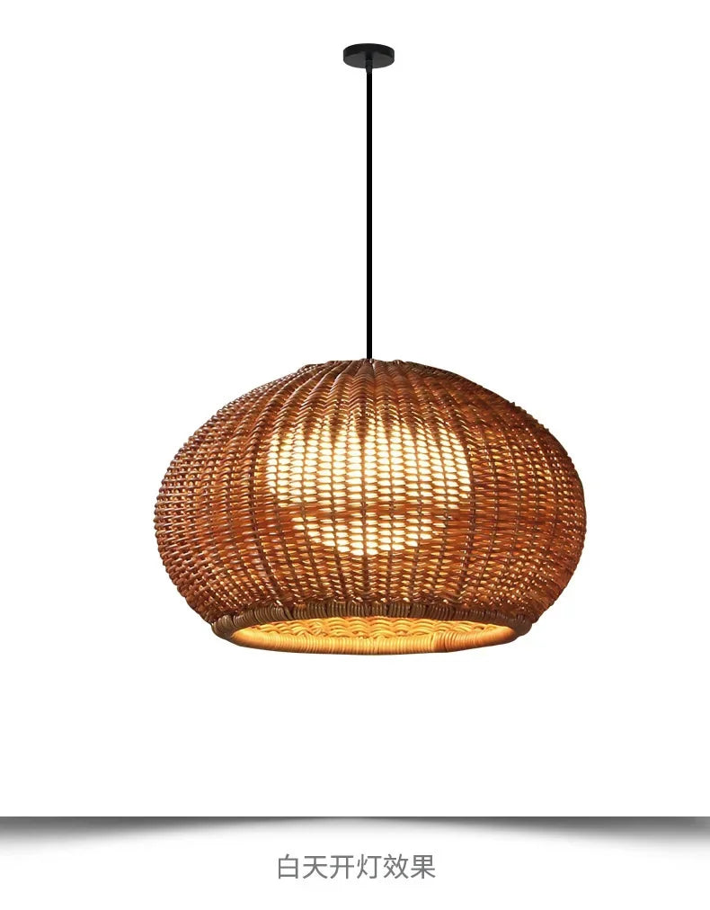2025 Outdoor Waterproof Lustre Pendant Lights Chinese Style Courtyard Villa Hanging Lamp Garden Restaurant Rattan Weaving Lamp