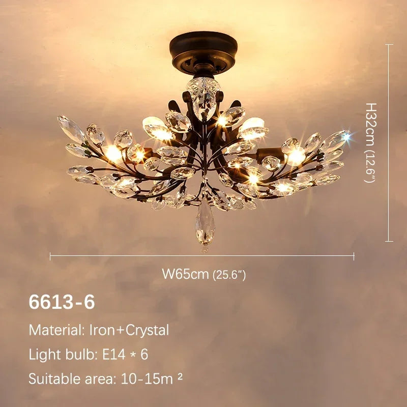 VIOLET Modern Crystal Ceiling Light American Country LED Creativity Living Room Dining Room Bedroom Coffee shop clothing store