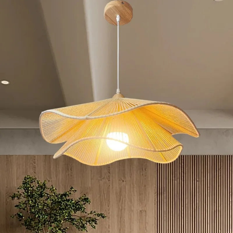 2024 new Chinese style hand-woven chandeliers tea room celebrity log hanging lamp for home decor living dining room furniture