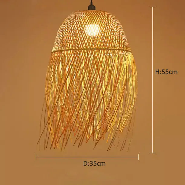 Southeast Asian Individuality Hand Woven Bamboo Chandelier Chinese Lamps Tea Room Restaurant Hotel Artistic Modeling Lampshade