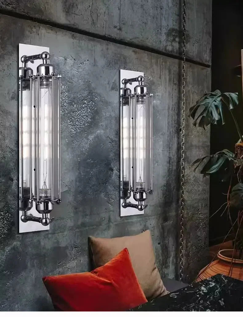 American Industrial Electroplated silver Vintage Wall Lamp 8W Led Wall Light Bedroom Cafe Restaurant Bedside Wall Light