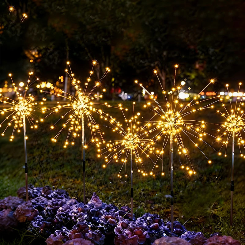 LED Firework Garden Decor Lights Solar Power Waterproof Outdoor Path Solar Lawn Lamp for Villa Patio Balcony Street
