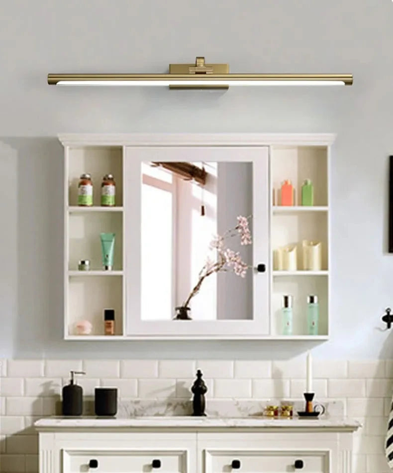 Modern Gold Copper Wall Light Rotatable Mirror Bathroom Bedroom Sconce Brass Simple Lamp GN421TN