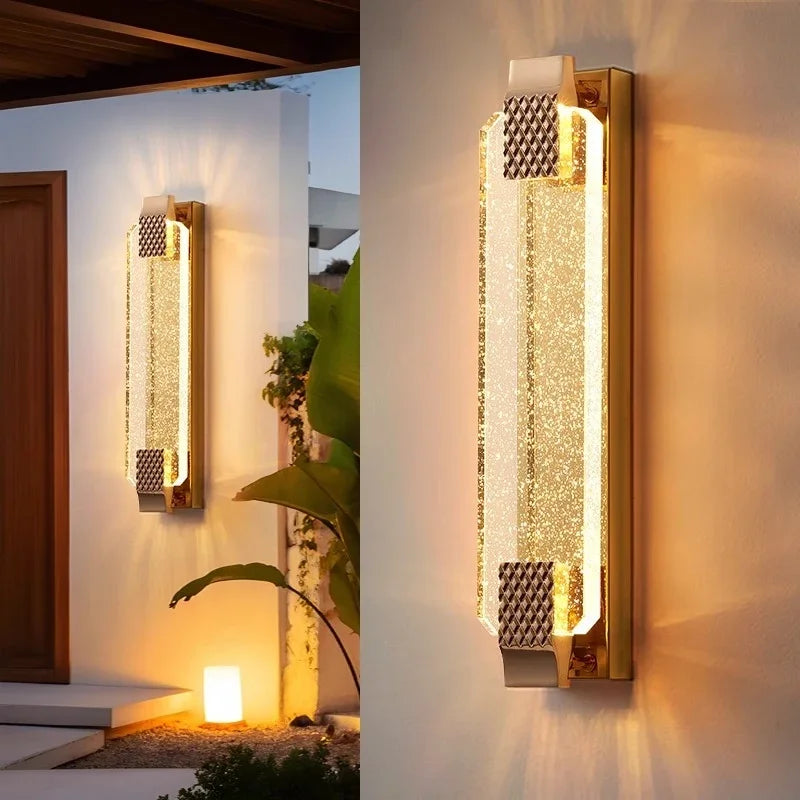 Modern Light Outdoor LED Wall Light Transparent Crystal with Bubble Style for Villa Porch Patio and Garden Lighting Lamps