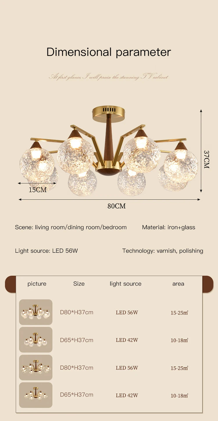 Modern LED Glass Ball Chandeliers Living Room Dining Table Salon Chandelier Bedroom Ceiling Chandelier Home Decoration Lighting