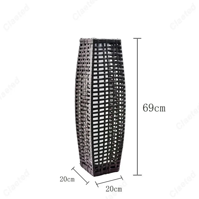 Creative New LED Solar Imitation Rattan Hollow Floor Lamp for Outdoor Courtyard Garden Projection Atmosphere Lighting