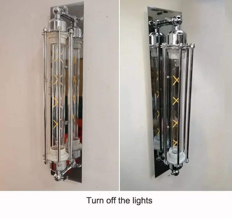 American Industrial Electroplated silver Vintage Wall Lamp 8W Led Wall Light Bedroom Cafe Restaurant Bedside Wall Light