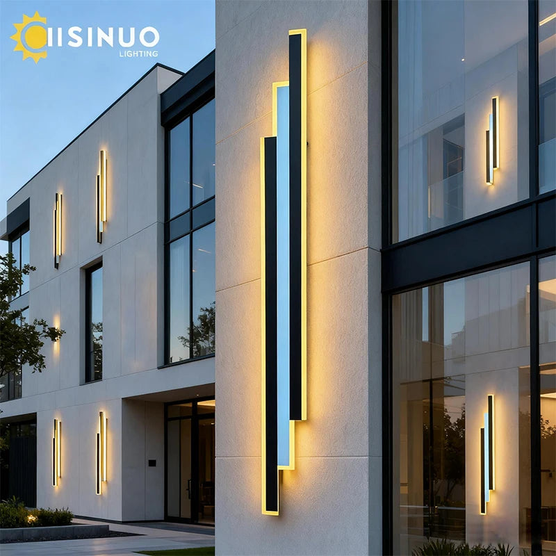 Outdoor Garden Wall Light Waterproof Long Strip Shape Lamp LED85v-265v Black&White Color Porch Lighting Fixture for Villa Garage