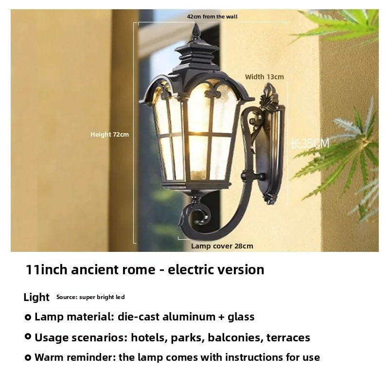 Outdoor Waterproof Wall Lamp For Garden Villa Gate Outdoor European-Style Courtyard Balcony Exterior Wall Lamp Retro Wall Lamp