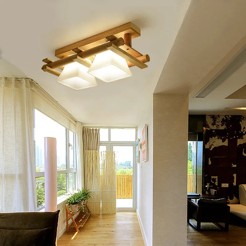 Solid wood ceiling lamp balcony American Scandinavian new chinese aisle corridor light LED Ceiling Lights