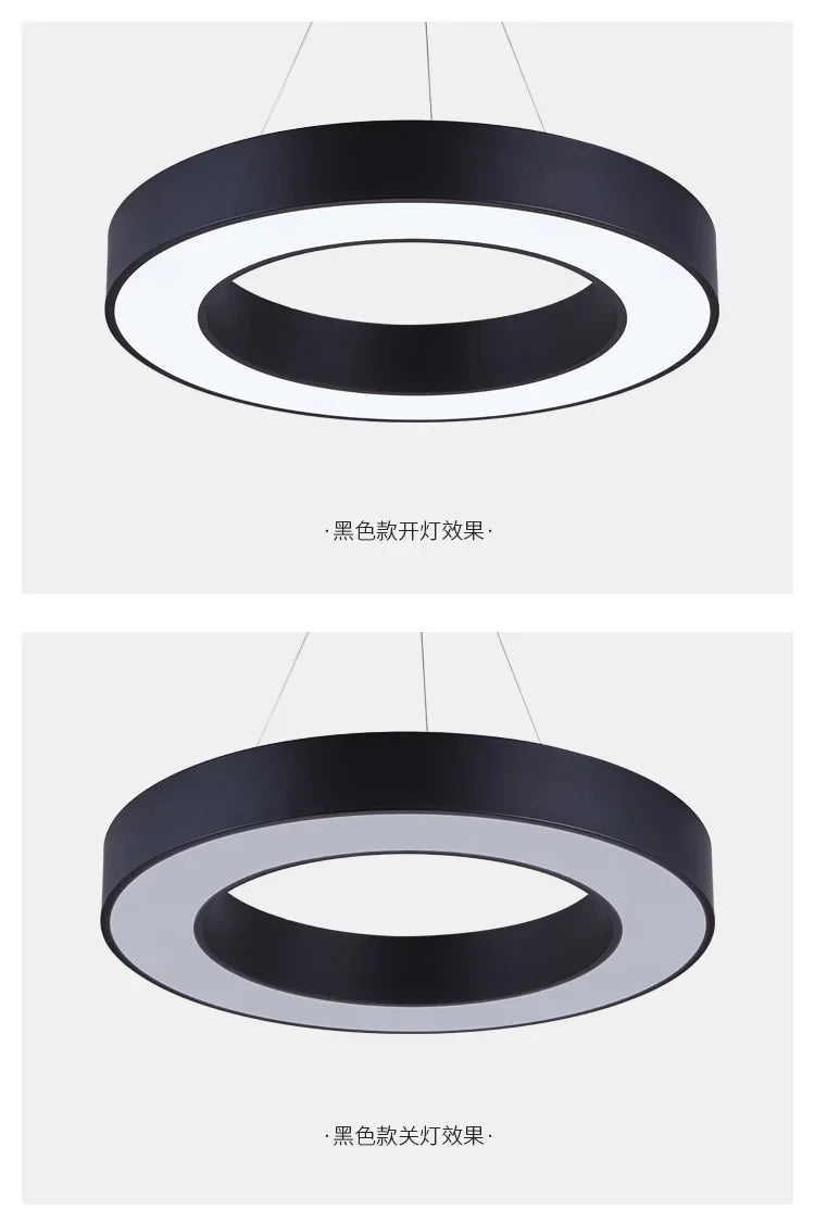 LED round Ring Chandelier Industrial Style for Office Shop Lobby Circle Engineering Lighting Fixture