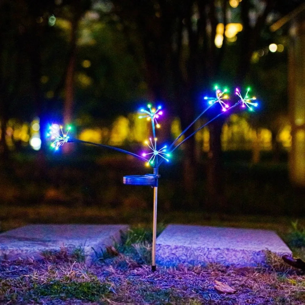6/810 Heads Solar Light Waterproof Sparkling Stars LED Floral Firework 2 Modes Switching Ground Mounted Landscape Lighting