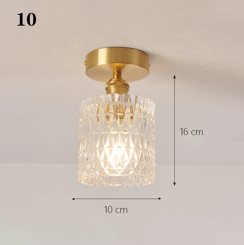Modern Pendant Ceiling Lamp with Glass Shade for Kitchen Aisle Balcony Bedroom Home Art Deco Led Ceiling Lights Fixtures E27