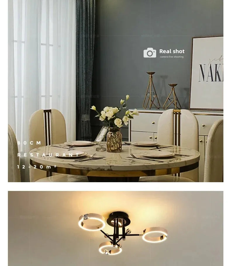 Modern Luxury Nordic Style Aluminum Circle Shaped LED Pendant Light Art Creative Lamp for Living Room Home Decoration Chandelier